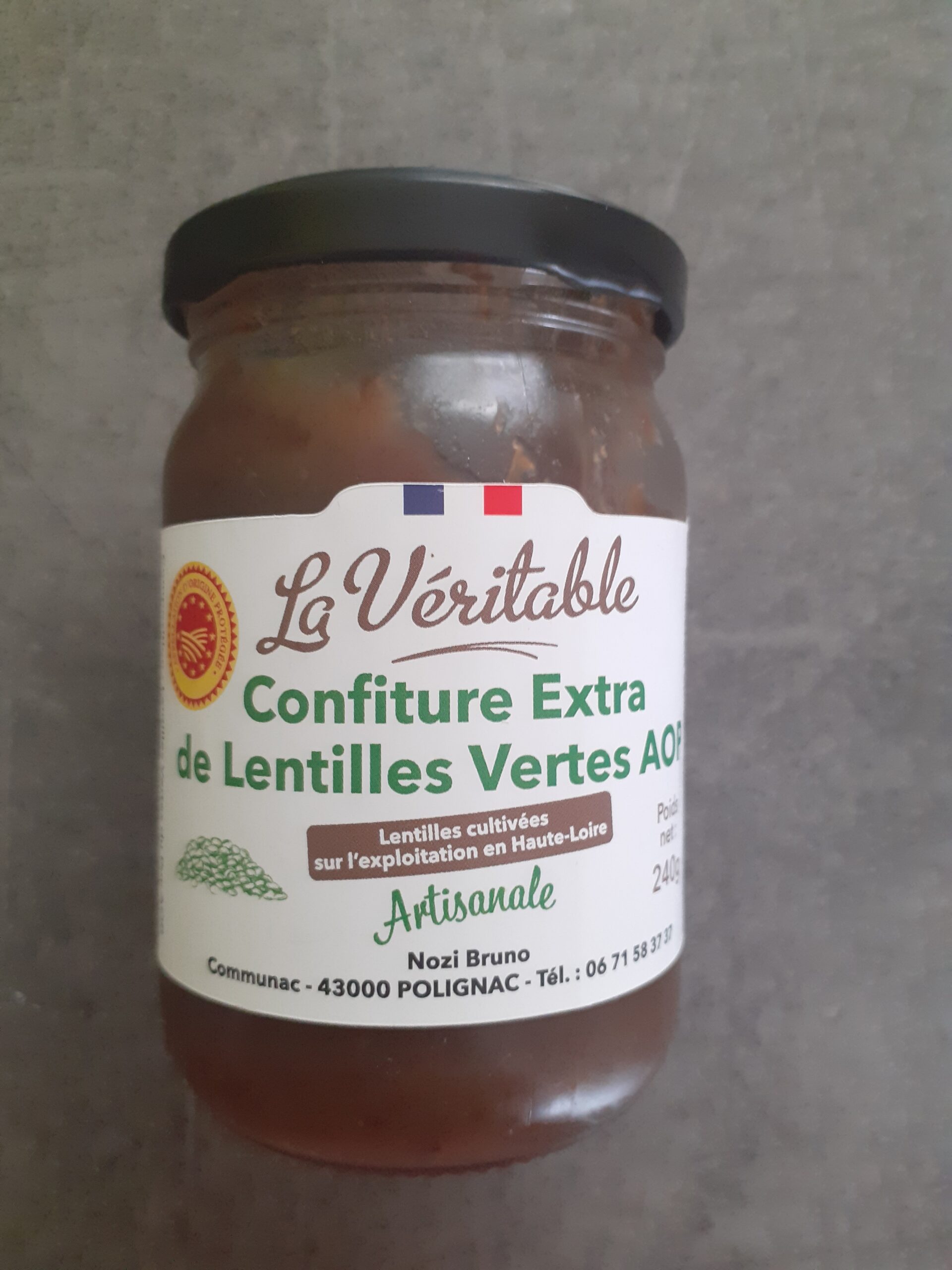 Confiture Extra de lentilles vertes du Puy AOP - La Véritable - 240g